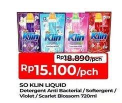 Promo Harga So Klin Liquid Detergent + Anti Bacterial Biru, + Anti Bacterial Red Perfume Collection, + Anti Bacterial Violet Blossom, + Softergent Pink 750 ml - TIP TOP