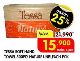 Promo Harga TESSA Soft Hand Tissue Towel THSN, Nature Unbleach 300 pcs - Superindo