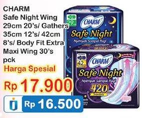 Promo Harga CHARM Safe Night 35cm, 29cm / Body Fit Extra Maxi Wing 30s  - Indomaret