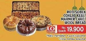 Promo Harga Paket Bakery DELIGHT TOAST BREAD, MARMER CAKE, ROTI SOBEK COKLAT KEJU  - LotteMart