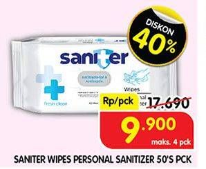 Promo Harga Saniter Wet Wipes 50 pcs - Superindo