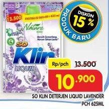 Promo Harga So Klin Liquid Detergent Provence Lavender 625 ml - Superindo