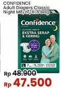 Promo Harga Confidence Adult Classic Night Ekstra Serap & Kering M8, L7, XL6 6 pcs - Indomaret