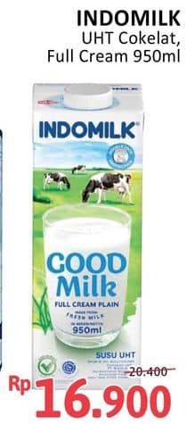 Promo Harga Indomilk Susu UHT Cokelat, Full Cream Plain 950 ml - Alfamidi