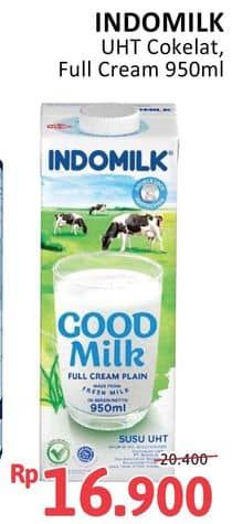 Promo Harga Indomilk Susu UHT Cokelat, Full Cream Plain 950 ml - Alfamidi