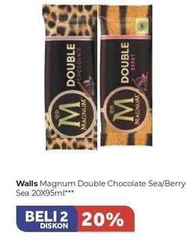 Promo Harga WALLS Magnum Double Chocolate Sea, Double Berry Sea per 2 pcs 95 ml - Carrefour