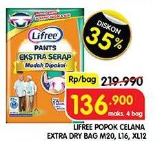 Promo Harga Lifree Popok Celana Ekstra Serap L16, M20, XL12 12 pcs - Superindo