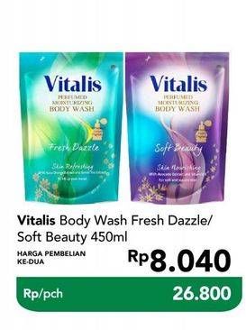 Promo Harga VITALIS Body Wash Fresh Dazzle, Soft Beauty 450 ml - Carrefour
