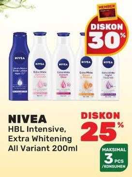 Promo Harga NIVEA Body Lotion Intensive Milk, UV Extra Whitening 200 ml - Yogya