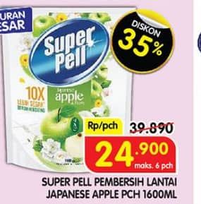 Promo Harga Super Pell Pembersih Lantai Fresh Apple 1600 ml - Superindo