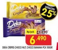 Promo Harga Dua Kelinci Deka Crepes Choco Nut, Choco Banana 100 gr - Superindo