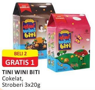 Promo Harga TINI WINI BITI Biskuit Crackers Coklat, Strawberry 3 pcs - Alfamart