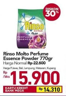 Promo Harga RINSO Anti Noda Deterjen Bubuk + Molto Purple Perfume Essence 770 gr - Carrefour