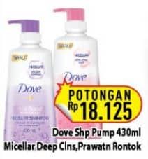 Promo Harga Dove Micellar Shampoo Deep Cleanse Nourishment, Hair Boost Nourishment 430 ml - Hypermart