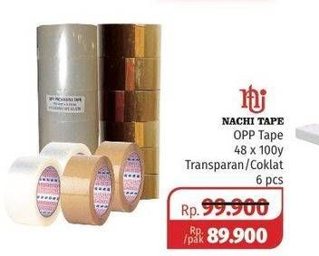 Promo Harga NACHI Opp Tape Transparan, Coklat 6 pcs - Lotte Grosir