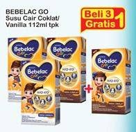 Promo Harga BEBELAC GO Susu Cair Coklat, Vanilla 112 ml - Indomaret