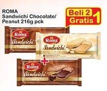 Promo Harga ROMA Sandwich Chocolate, Peanut Butter 216 gr - Indomaret