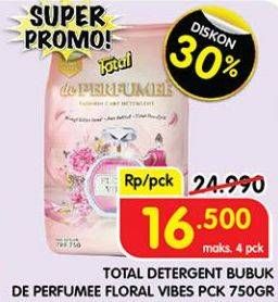 Promo Harga Total Detergent Powder de Perfumee 750 gr - Superindo