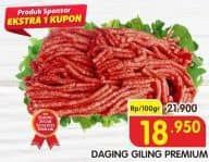 Promo Harga Daging Giling Sapi Premium per 100 gr - Superindo