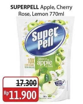 Promo Harga Super Pell Pembersih Lantai Fresh Apple, Cherry Rose, Lemon Ginger 770 ml - Alfamidi