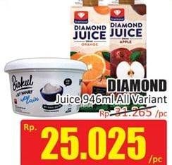 Promo Harga DIAMOND Juice Unsweet Apple, Unsweet Orange 946 ml - Hari Hari