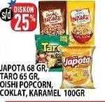 Promo Harga JAPOTA 68gr / TARO 65gr / OISHI Popcorn Coklat / Karamel 100gr  - Hypermart