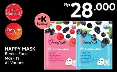 Promo Harga HAPPY MASK Berries Face Mask All Variants 1 pcs - Guardian