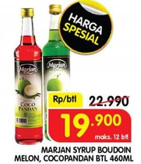 Promo Harga Marjan Syrup Boudoin Melon, Cocopandan 460 ml - Superindo