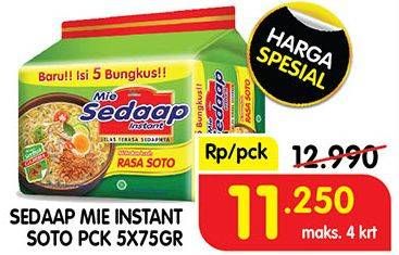 Promo Harga SEDAAP Mie Kuah Soto per 5 pcs 75 gr - Superindo