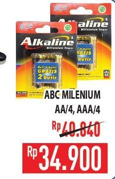 Promo Harga ABC Battery Alkaline LR6/AA, LR03/AAA 4 pcs - Hypermart