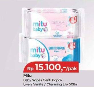Promo Harga MITU Baby Wipes Ganti Popok Blue Charming Lily, White Lively Vanilla 50 pcs - TIP TOP