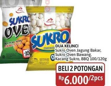Promo Harga Dua Kelinci Kacang Sukro Oven Rasa Jagung Bakar, Oven Rasa Bawang, Original, BBQ 100 gr - Alfamidi