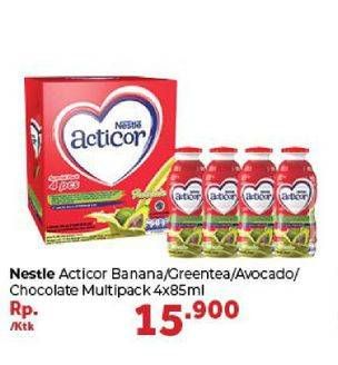 Promo Harga NESTLE Acticor Banana, Green Tea, Avocado, Chocolate per 4 botol 85 ml - Carrefour