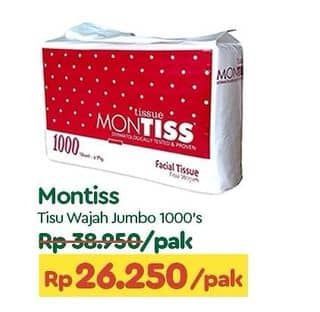 Promo Harga Montiss Facial Tissue 1000 sheet - TIP TOP