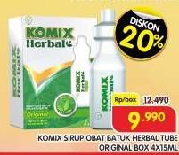 Promo Harga Komix Herbal Obat Batuk Original per 4 sachet 15 ml - Superindo