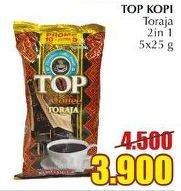 Promo Harga Top Coffee Kopi Toraja 2 In 1 per 5 sachet 25 gr - Giant