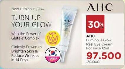 Promo Harga AHC Luminous Glow Real Eye Cream For Face 12 ml - Watsons