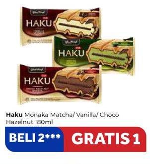 Promo Harga GLICO Haku Vanilla Monaka, Choco Hazelnut Monaka, Matcha Monaka 180 ml - Carrefour