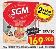 Promo Harga SGM Eksplor Soya 1-5 Susu Pertumbuhan Madu, Vanila 700 gr - Superindo