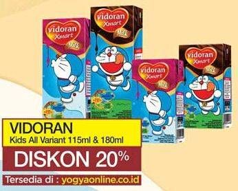 Promo Harga VIDORAN Kids Milk UHT Coklat, Coklat, Stroberi, Stroberi 115 ml - Yogya