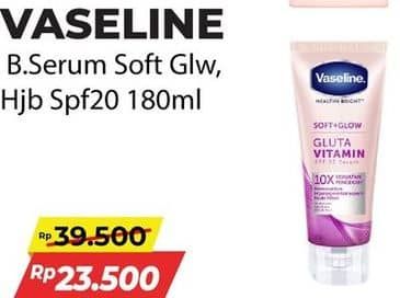 Promo Harga Vaseline Hijab Bright Body Serum SPF 20 Even Tone, Gluta Vitamin SPF 20 180 ml - Alfamart