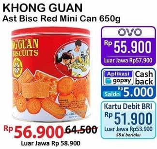 Promo Harga Khong Guan Assorted Biscuit Red Mini 650 gr - Alfamart