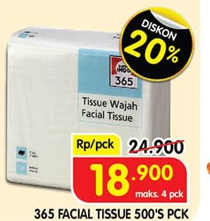 Promo Harga 365 Facial Tissue 500 sheet - Superindo