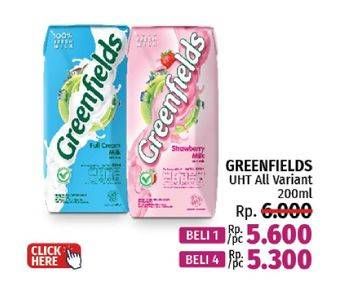 Promo Harga Greenfields UHT All Variants 200 ml - LotteMart