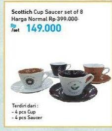 Promo Harga SCOTTICH Cup Saucer Set per 8 pcs - Carrefour