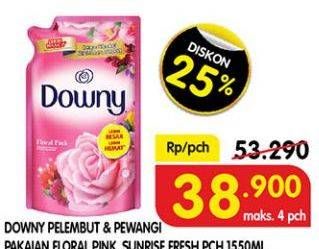 Promo Harga DOWNY Pewangi Pakaian Floral Pink, Sunrise Fresh 1550 ml - Superindo