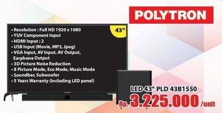 Promo Harga POLYTRON PLD 43B1550 LED TV 1 pcs - Hari Hari