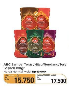 Promo Harga ABC Sambal Nusantara Geprek, Hijau, Rendang, Terasi, Teri 180 gr - Carrefour