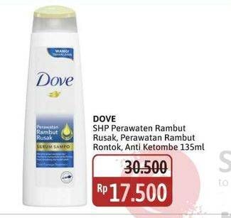 Promo Harga Dove Shampoo Total Damage Treatment, Total Hair Fall Treatment, Dandruff Care 135 ml - Alfamidi