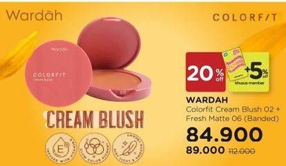 Promo Harga Wardah Colorfit Banded Cream Blush + Fresh Matte  - Watsons
